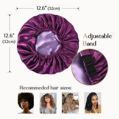 YANIBEST satin bonnet elastic band close-up shows adjustable fit