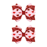 YanJie Valentine pink heart bow clip adds sparkling charm for girls.