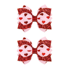 YanJie Valentine pink heart bow clip adds sparkling charm for girls.