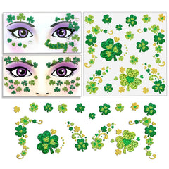 Gemas faciales Yanroom con trébol brillante para brillos en el Día de San Patricio.