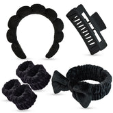 Yaqulen set spa 7 piezas, toalla-headband para lavado facial cómodo y absorbente.