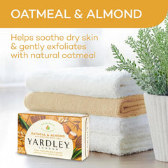 Yardley London barra hidratante avena almendra, textura cremosa ideal para duchas diarias.