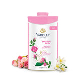 Yardley London English Rose talc tub displaying classic fragrance for daily freshness.