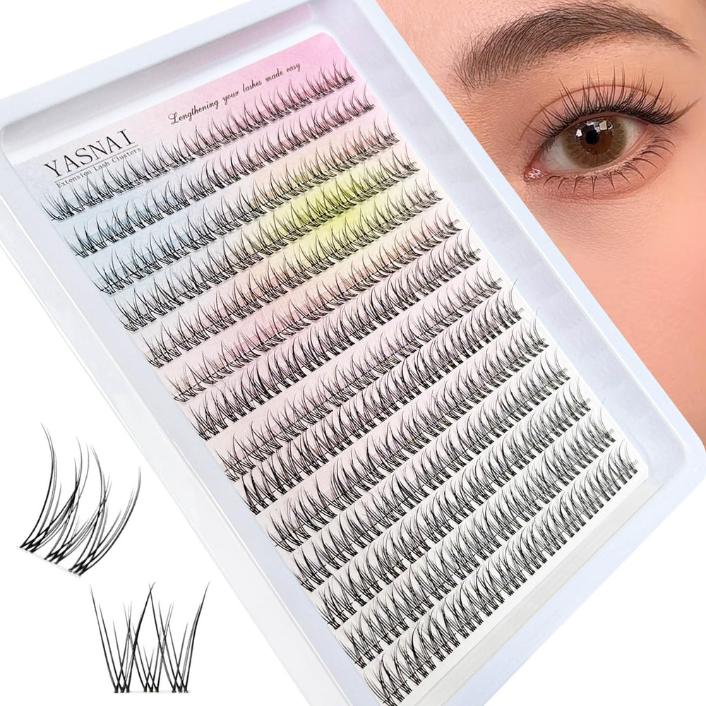 YASNAI Lash Clusters natural look with mixed lengths for subtle flutter.