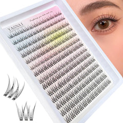 YASNAI Lash Clusters natural look with mixed lengths for subtle flutter.