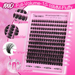 Yawamica 100D volume cluster lashes with D Curl elevate fullness and curve