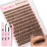 Yawamica brown lash clusters 10-16mm for customizable natural to dramatic looks.