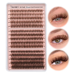 Yawamica brown lash clusters 10–16mm for natural daily volume