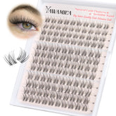 Yawamica clear-band lash clusters 10-14mm for a seamless natural look.