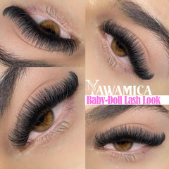 Yawamica D curl lash clusters lift and flatter eye shape instantly.
