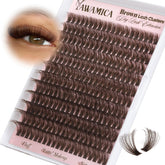 Yawamica dark brown lash clusters 80D for natural, lightweight volume.