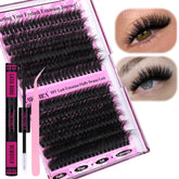 Yawamica fluffier lash clusters 150D-200D kit for dramatic at-home extensions