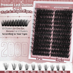 Yawamica Fluffier lash clusters premade ten clusters per eye for easy DIY