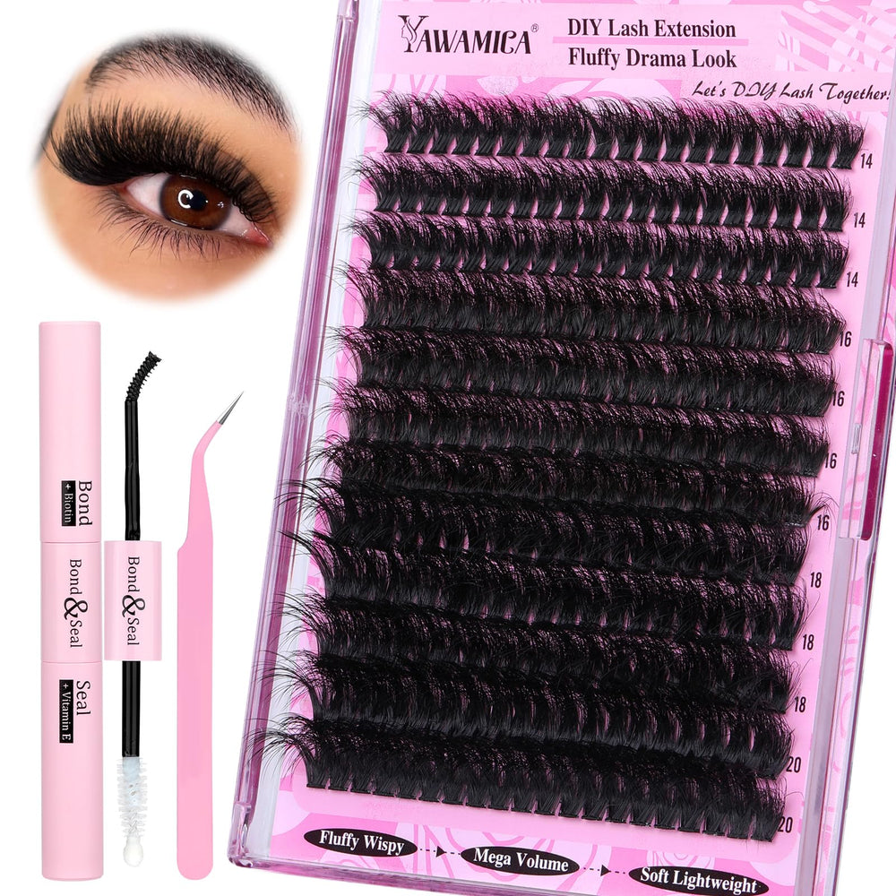 Yawamica fluffier lash extension kit with fluffy clusters for dramatic flutter