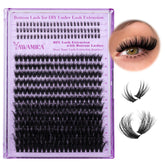 Yawamica fluffy cluster lashes top view for salon-like volume at home.