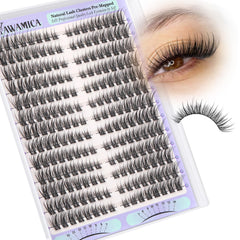 Yawamica natural lash clusters cat-eye 7mm for subtle inner corner definition.
