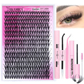 Yawamica lash clusters kit 320pcs for at-home DIY extensions.