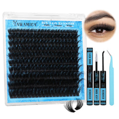 Yawamica lash clusters kit compact pack for easy at-home application.