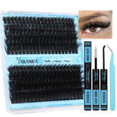 Yawamica lash kit with fluffy 150D+200D clusters for quick at-home lash styling