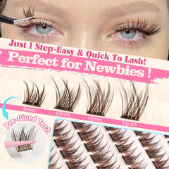 Yawamica pre-glued lash clusters for 8-14mm length customization
