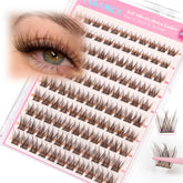 Yawamica self-adhesive lashes brown clusters for quick, mess-free application