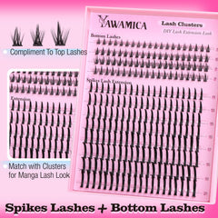 Yawamica spike lashes 11-21mm add manga-style drama under clusters.