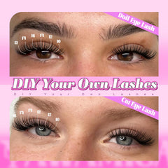 Yawamica wispy cluster lashes with C curl for seamless finish