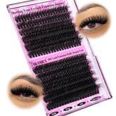 Yawamica wispy cluster lashes close-up with 14-20mm D-curly volume for a dramatic look.