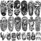 Yazhiji 77-sheets cross tattoo for a durable, eye-catching religious accent.