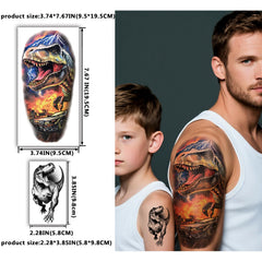 Yazhiji T-Rex skull tattoo delivers a striking look for events