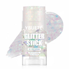 YBUETE Rainbow Glitter Stick shows rotation mechanism for precise on the go sparkle