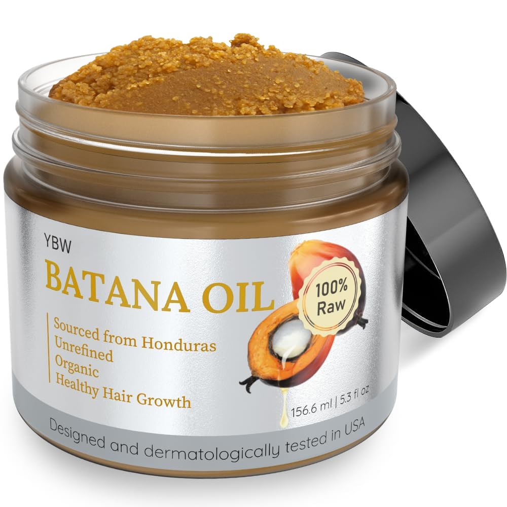 YBW Batana Oil en botella, hidratación profunda para el cabello.