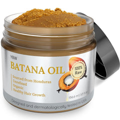 YBW Batana Oil en botella, hidratación profunda para el cabello.