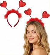 Diadema Ycfish con corazón rojo y lentejuelas, ideal para destacar en San Valentín.