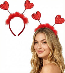 Diadema Ycfish con corazón rojo y lentejuelas, ideal para destacar en San Valentín.