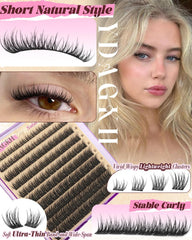 YDAGKH short lash clusters in 10mm for subtle length and definition.