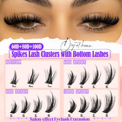 YDAGKH volume lash clusters spikes d-curly extensions for curled definition and edge