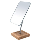 YEAKE flexible gooseneck bamboo vanity mirror base enables stable positioning for makeup tasks.