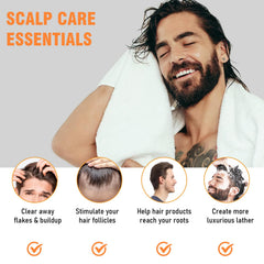 YEALIR scalp massager with ergonomic handle in shower for comfortable scalp reach.