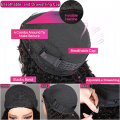 Yeelice Hair Kinky Curly Half Wig with four combs for secure wear.