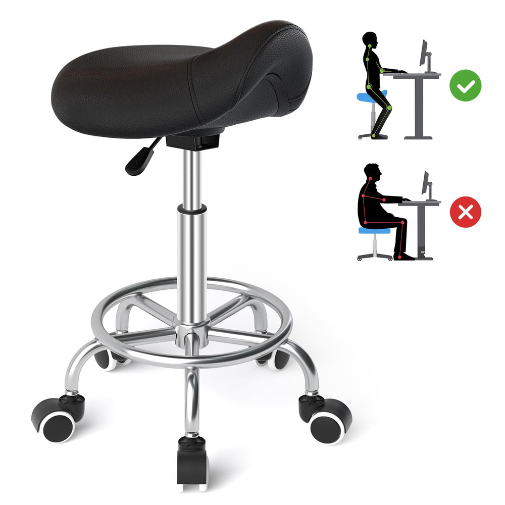 YEEZEE saddle stool with padded wide seat for long-session comfort and support.