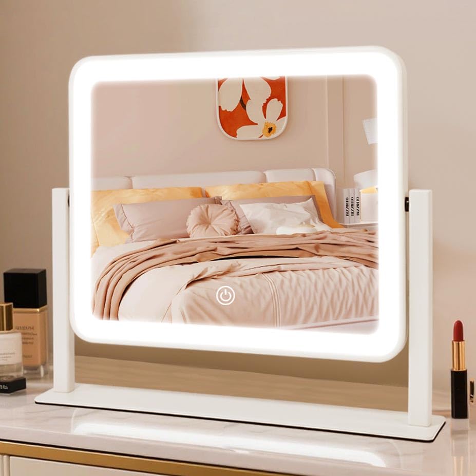 YEKKOPT rechargeable vanity mirror with arc design for compact, elegant upper-body makeup.