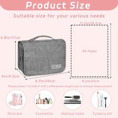 YEMEDA Toiletry Bag shows gray waterproof fabric protecting contents in damp hotel bathrooms.