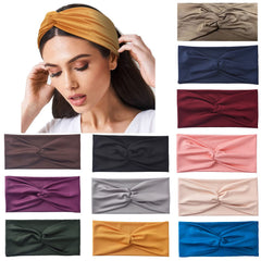 Yeshan 12-pack wide twist headbands offer a secure, non-slip fit during workouts.