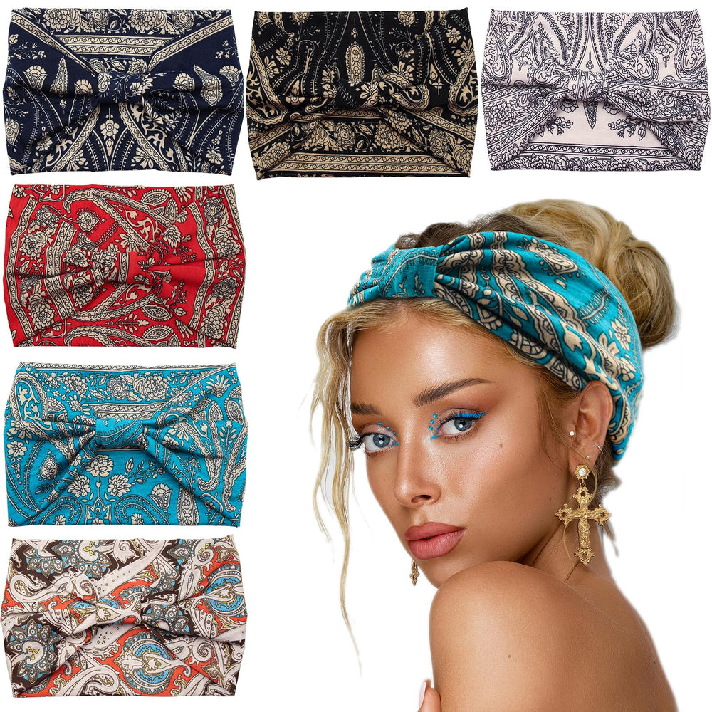 Bandana ancha Yeshan negra para mujer, estilo boho, ideal para yoga y uso diario.