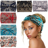 Bandana ancha Yeshan negra para mujer, estilo boho, ideal para yoga y uso diario.