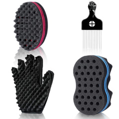 YEZEY Magic Twist Hair Sponge Glove (right hand) in action, defining curls smoothly
