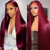 YFFSSJFC 32 inch burgundy lace front wig with natural full look