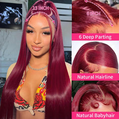 YFFSSJFC 99j burgundy hair close-up HD lace for seamless parting