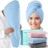YFONG grey microfiber towel wrap provides full coverage for quick drying.